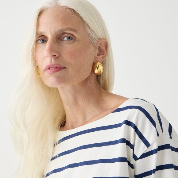 NWT J.Crew Cropped Boatneck T-shirt in Mariner Cotton - Picture 3 of 3